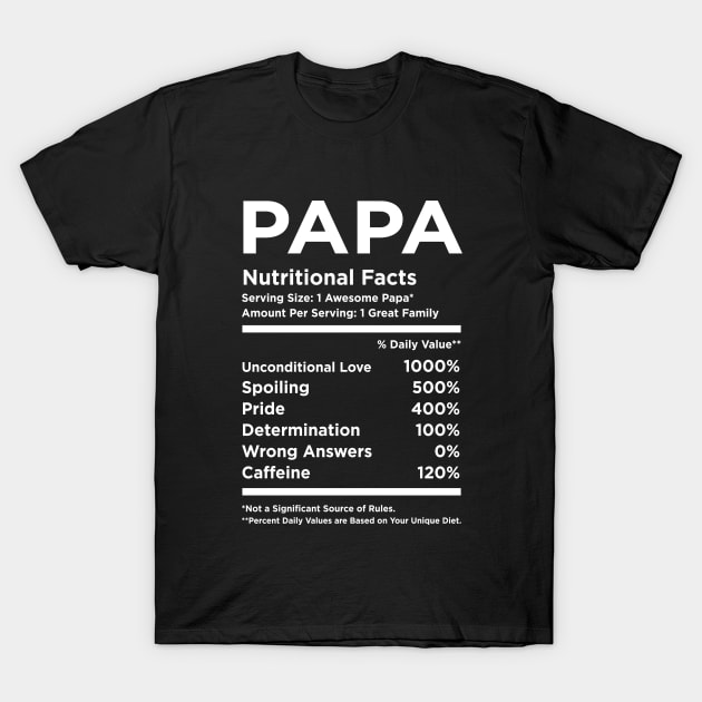 Papa Nutritional facts T-Shirt by Periaz